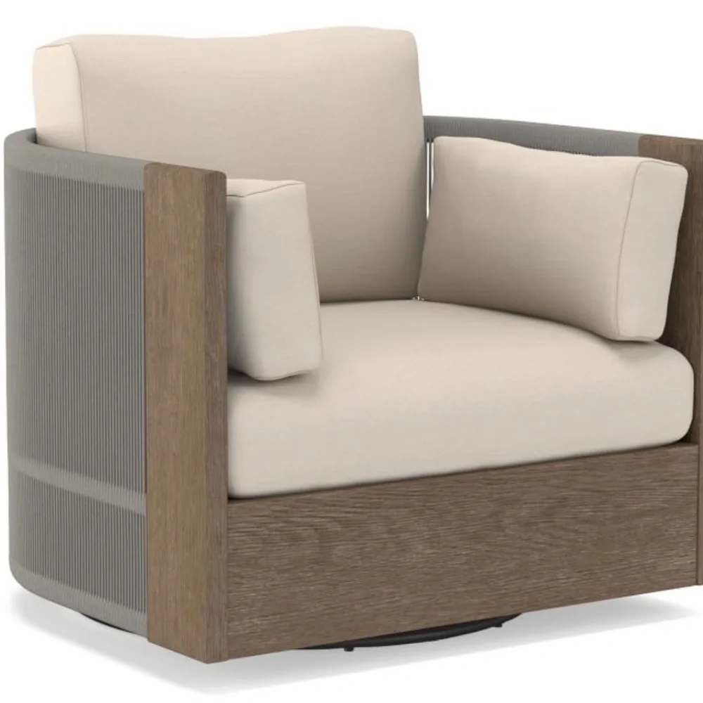 West Elm Porto Outdoor Swivel Chair Cushion Covers. Pumice.